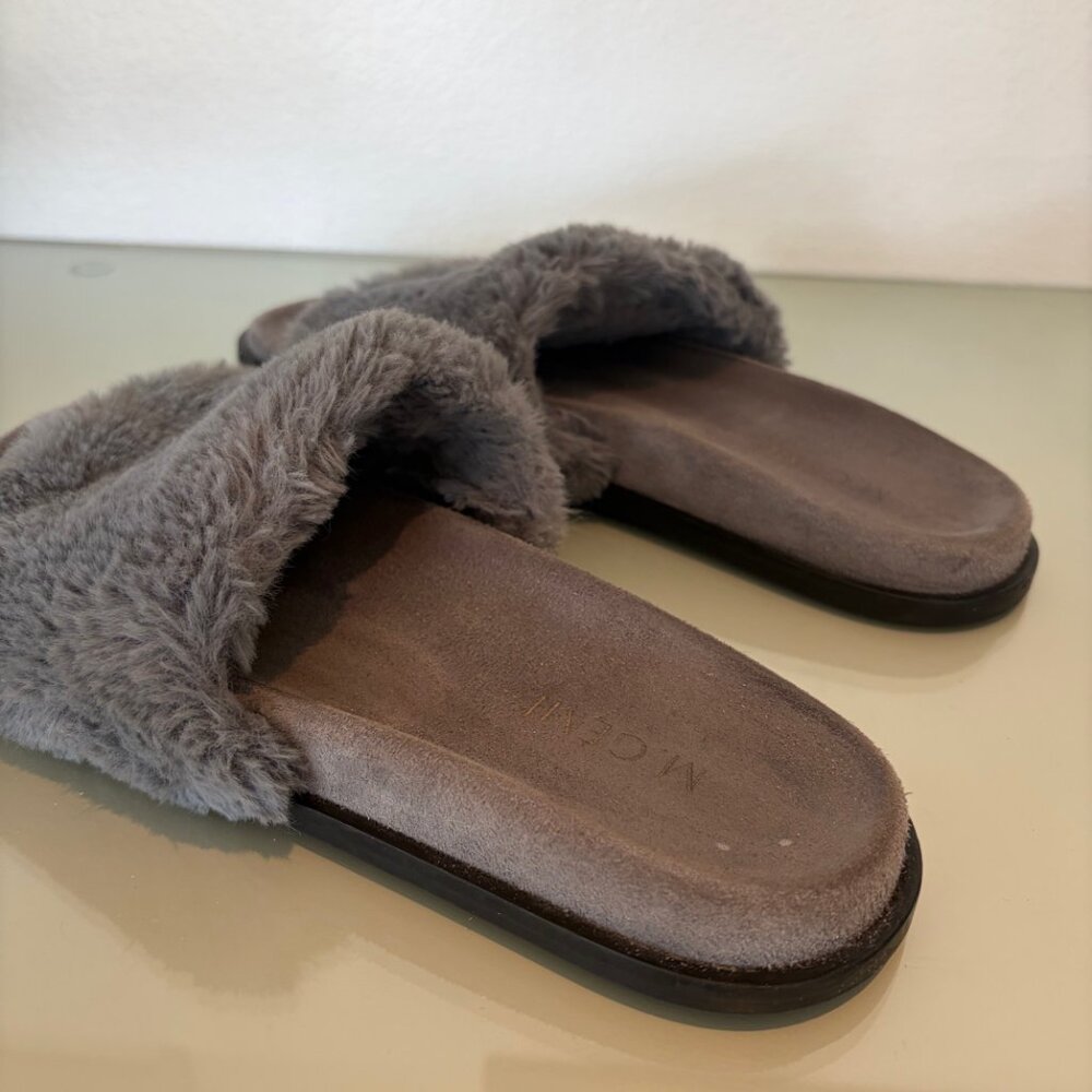 M.Gemi Gray Faux Fur Slide Sandals EU 42 US 11 Made Italy - Picture 7 of 9